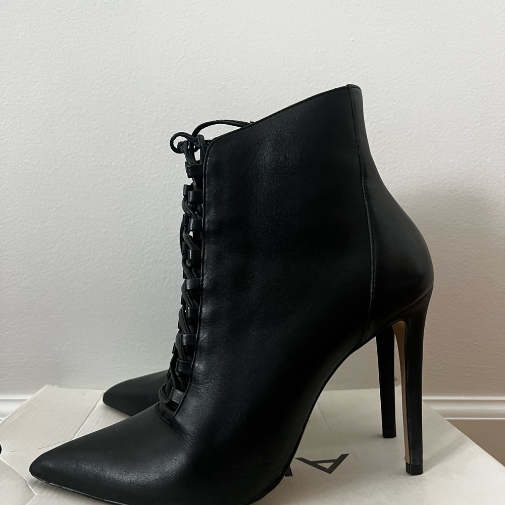 Elegant Black Lace-Up Ankle Boots